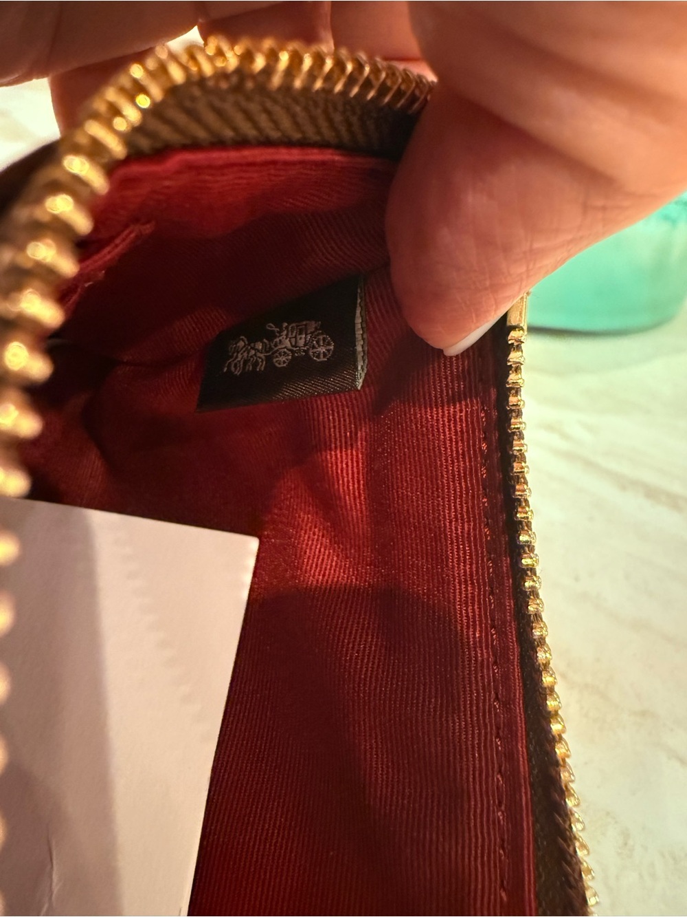 Coach Signature Canvas Wristlet with Red Apple Print - Picture 6 of 6